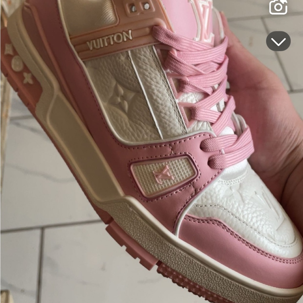 Louis Vuitton Pink and White Sneakers Retro Style